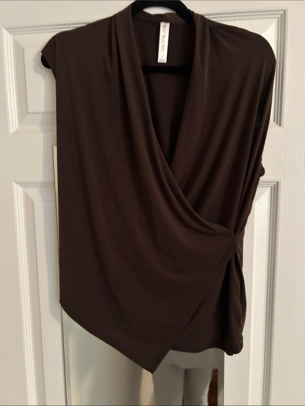 Nic+Zoe Brown Sleeveless Wrap-Front Blouse